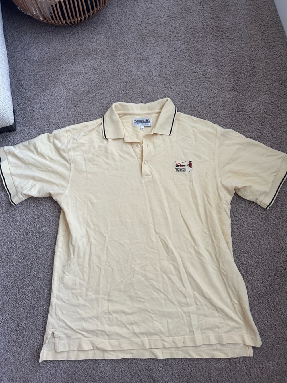 Heritage Men's Pale Yellow Polo with Embroidered Logo